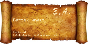 Bartek Anett névjegykártya